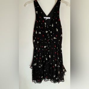 BCBGeneration women’s Sleeveless Black Dress red, yellow and white flowers S6